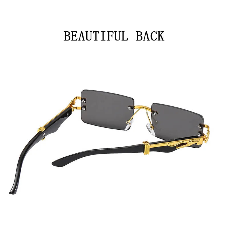 Rimless Sunglasses Women Trendy Square Sunglasses