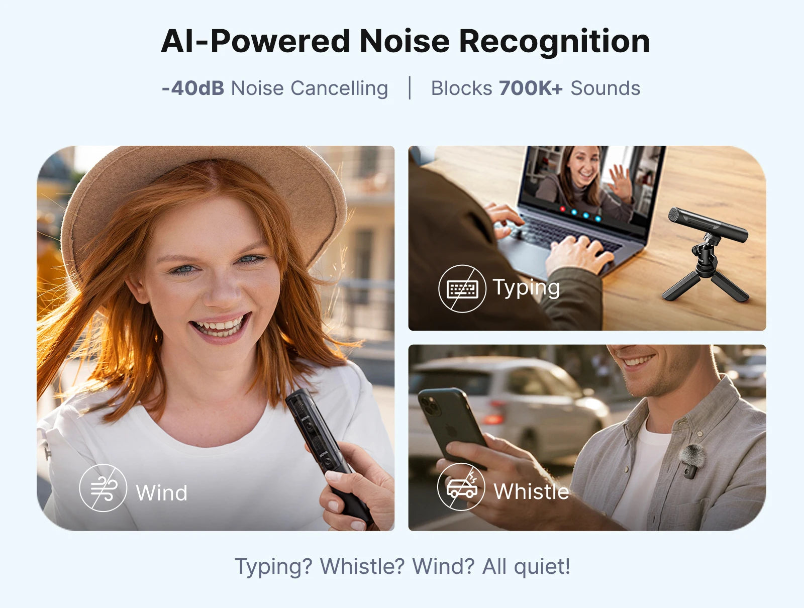 Magic Professional Wireless Lapel Microphone Shotgun/Desktop/Handheld Mic for iPhone Android Camera PC Video Recording