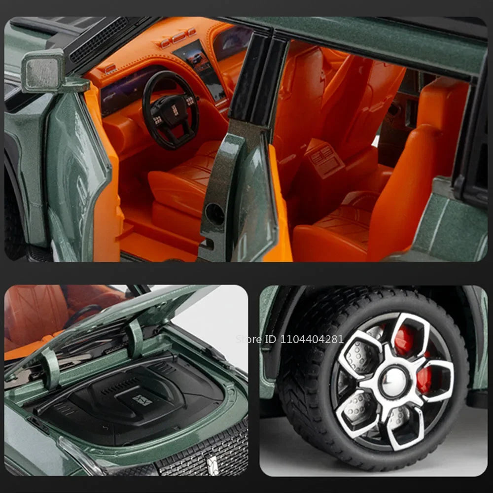 1:24 BYD Looks Up At U8 Toys Car Diecast Alloy Models Sound Light Doors Opened Front Wheel Steering Vehices s Festival Gifts