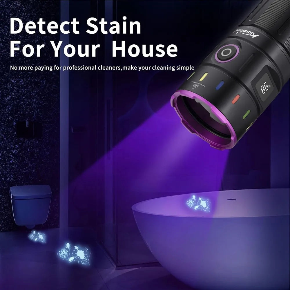 200W 365nm UV Blacklight Rechargeable Flashlight