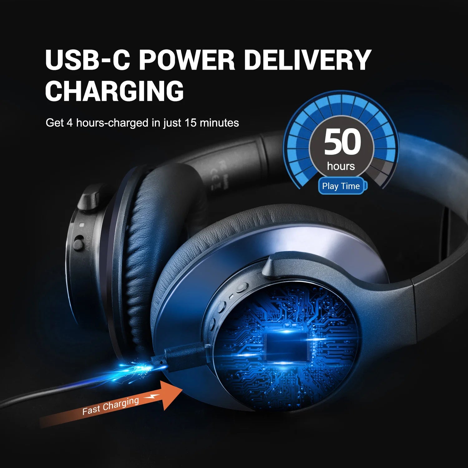 A10 Bluetooth 5.4 Headphones Hybrid Active Noise Cancelling With Hi-Res Audio Over Ear Wireless Headset ANC With 5-Mic