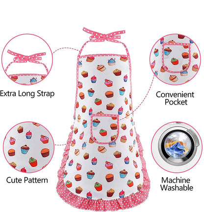 Apron for Little Girls 4/11Pcs Kids Kitchen Cooking Baking Pretend Play Set Simulation Pink Chef Baking Tool Play House Toys