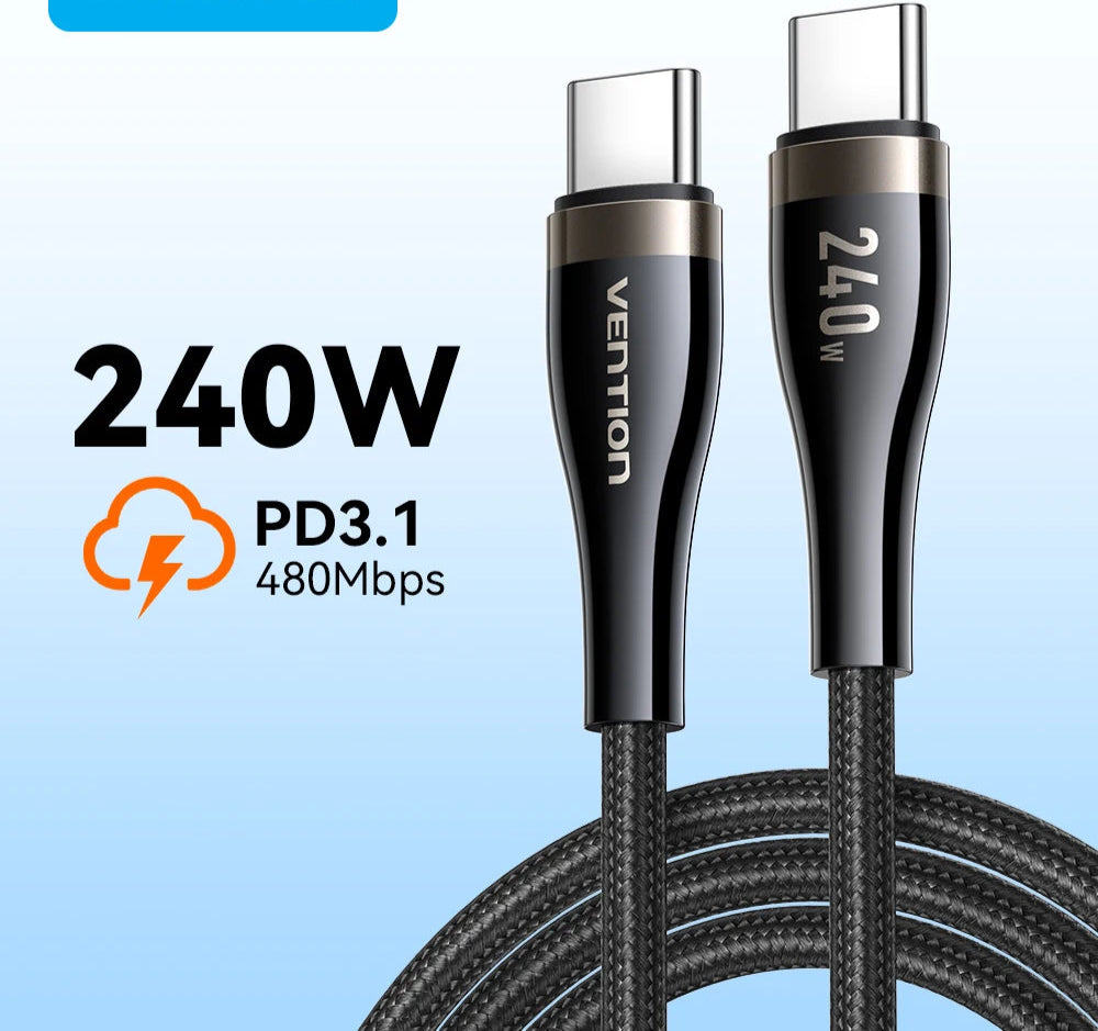 240W USB C to USB C Cable PD3.1 Fast Charge for iPhone 15 16 Pro Macbook Samsung Laptop 5A Supercharge USB Type C Cables