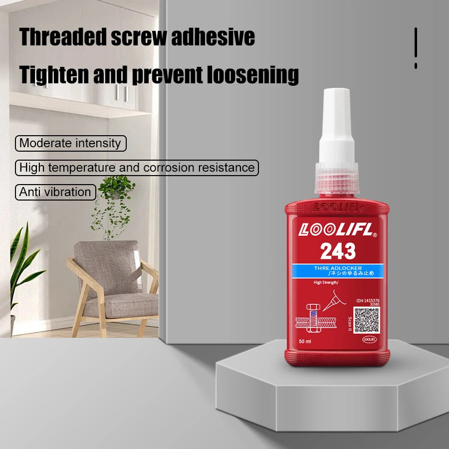 50 ml Medium Strength Thread locker (blue) Glue 243 Threadlocker (blue) Firm Screw Glue Anaerobic Anti Loosening Agent