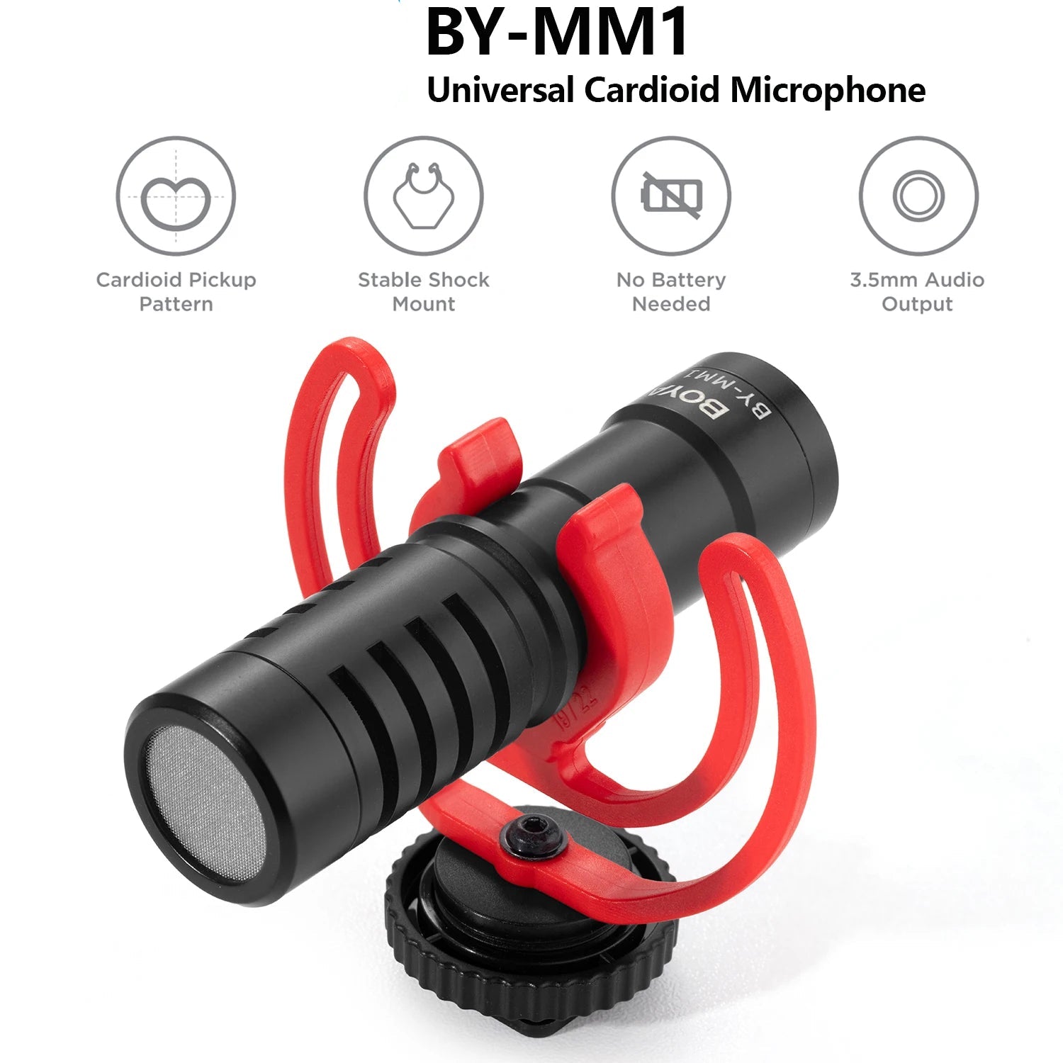 BY-MM1 On-camera Shotgun Microphone for iPhone Android Smartphone PC Laptop Canon Nikon DSLR Cameras Youtube Recording Vlog