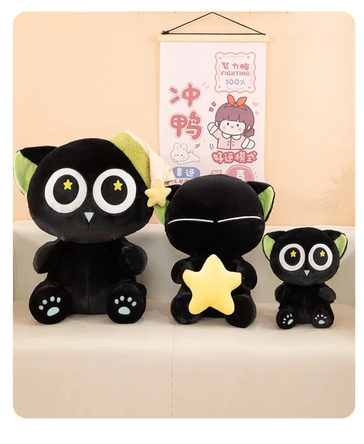 Kawaii Black Cat Plush Stuffed Doll Cloud Pillow Toy