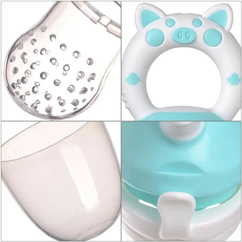 Food Grade Silicone Baby Fruit Feeder Pacifier Baby Food Mills with Cover Fresh Juice Extractor Fruit Vegetable Bite Eat Feeder