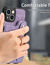 Luxury PU Leather Phone Case for iPhone 16 15 Pro Max 16e 14 Plus with Card Slot Ring Buckle Lanyard Back Cover