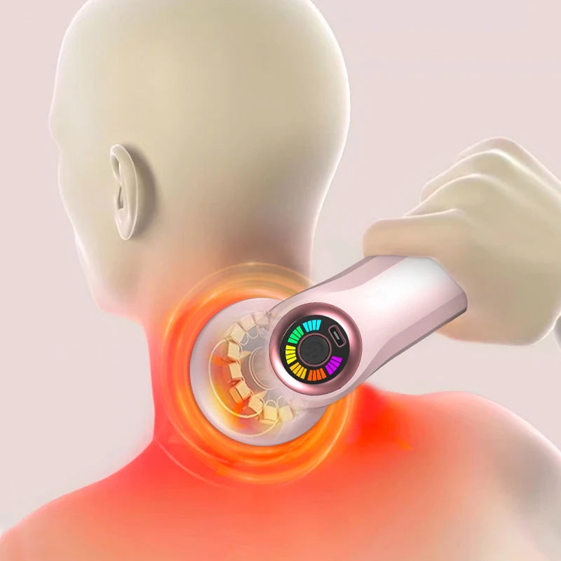 Portable Massage  Multifunctional Massager with 5 Massage Heads USB Charging and Fat Pushing Machine White Suitable for Body