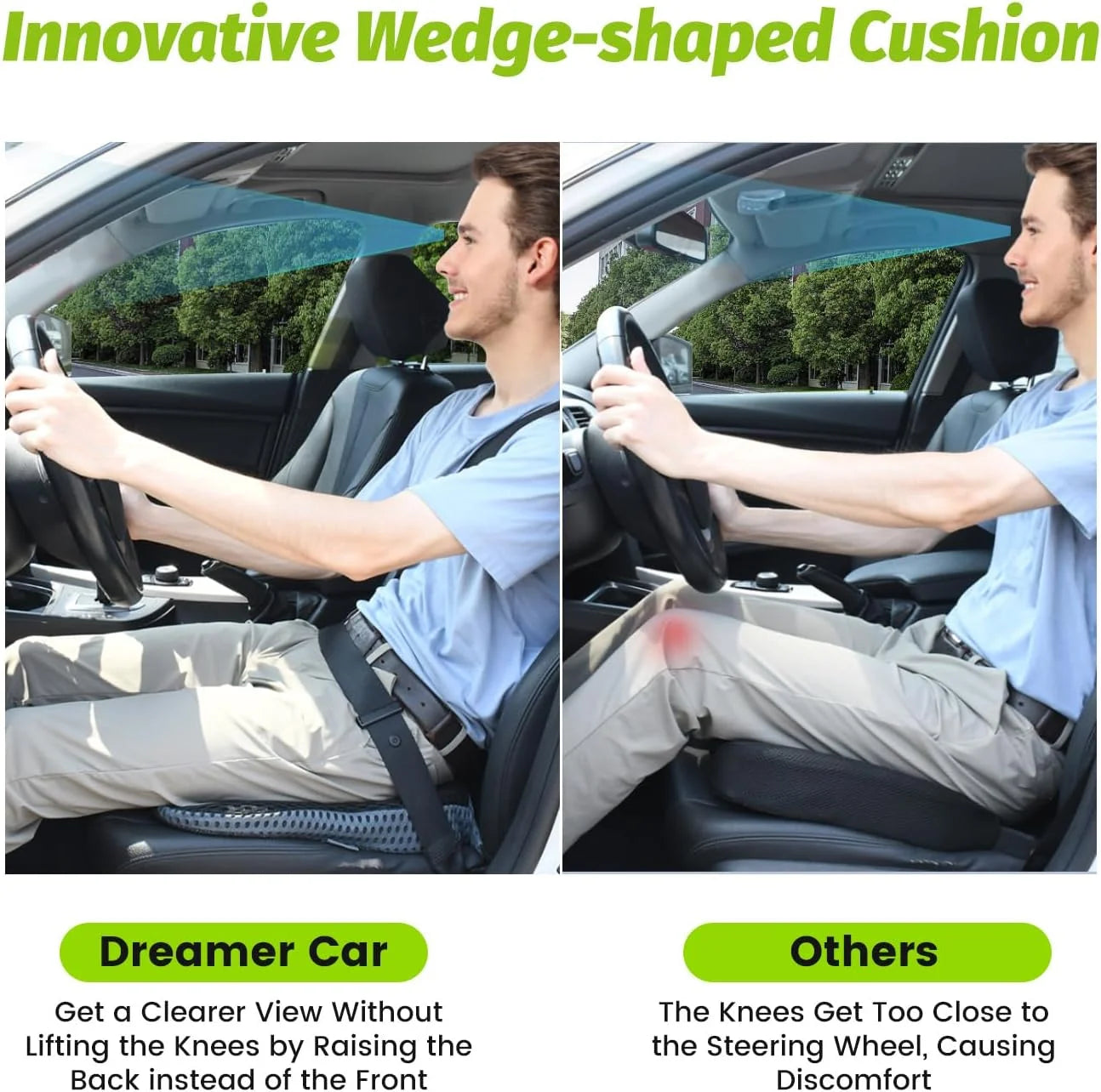 Car Seat Cushion/Waist Office Chair Back Lumbar Support Rest Rebound Memory Foam Cushion Pad Back Lumbar Cushion for Car Driver