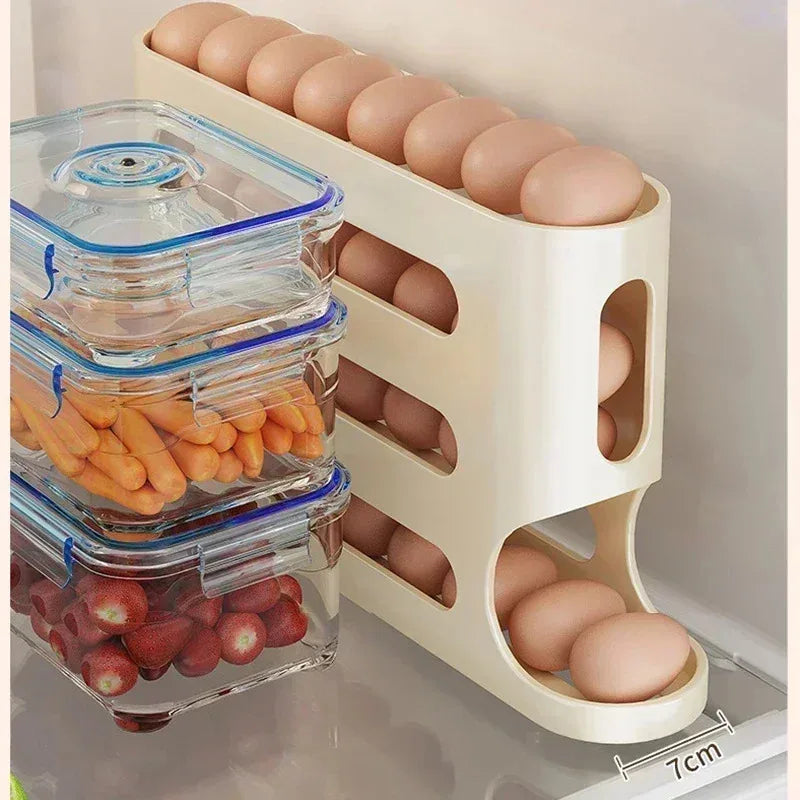 2–4 Layer Ladder Slide Egg Storage Box – Large Capacity Automatic Rolling Refrigerator Egg Organizer