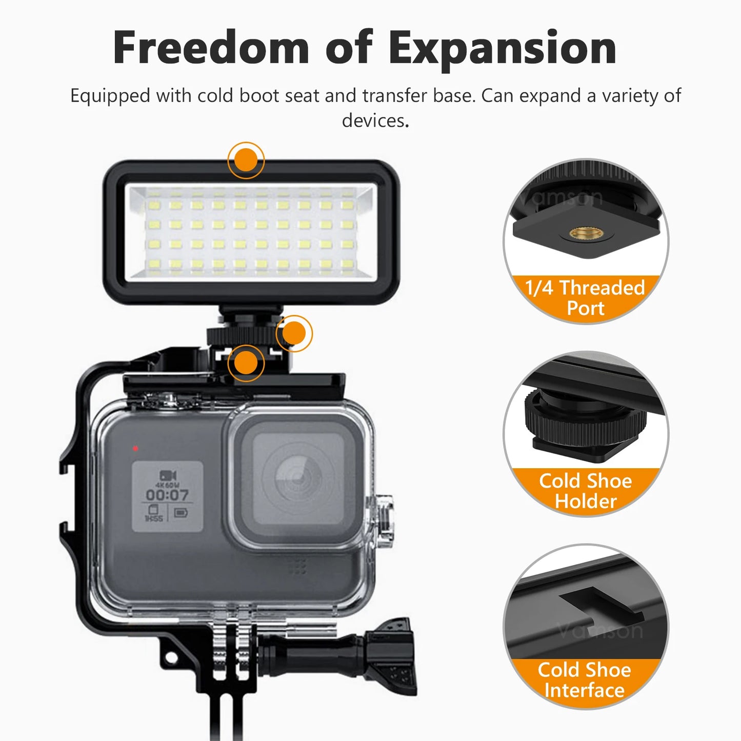 Waterproof Led Video Diving Light for DJI Osmo Action3 Gopro Hero 11 10 9 8 SJCAM Underwater Lamp Photography Light Lamp