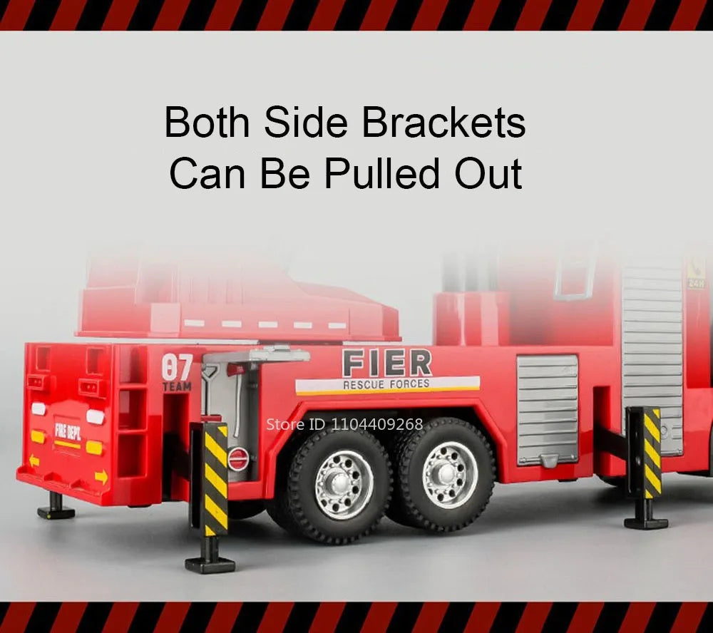 1:32 Ladder Truck Water Tanker Military Missile Rocket Launcher Trucks Model Toy Car Metal Diecast Sound Light Models Boys Gifts