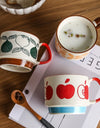 Japanese Flower Coffee Mug Set Retro Ceramic Milk Oats Mug Office Water Handgrip Cup Kitchen Party Drinkware Set 300ml