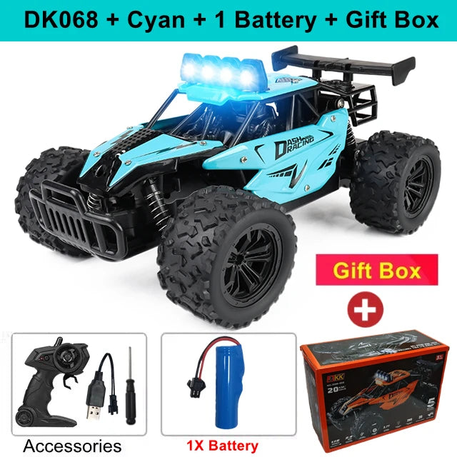 Remote Control Car RC Drift Racing 1:16 Vehicle Off Road Alloy 2.4G Radio High-Speed Trucks With LED Light Climbing Gift Toy