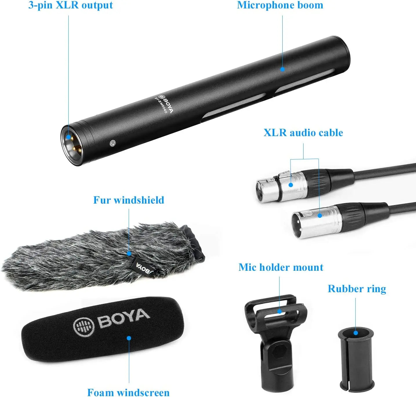 BY-BM6040 Cardioid On-camera Shotgun Microphone for Youtube Recording Broadcast TV Shoots Location Shooting Documentaries