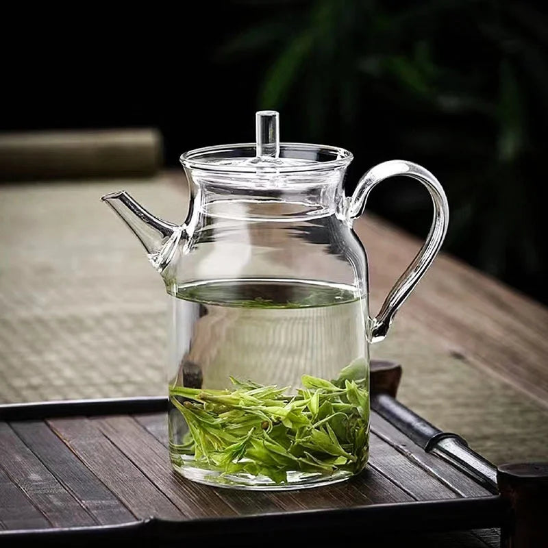 Retro Imitation Song Glass Teapot With Handle Kung Fu Tea Set Puer Kettle Bubble Tea Pot Household Teaware