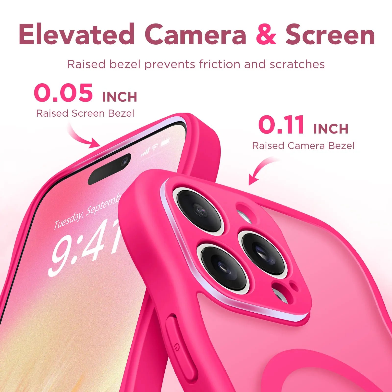 For iPhone 15 Pro Max Case Curly Wave Frame Shape Design Camera Protection Drop Shockproof Compatible with MagSafe Phone Case