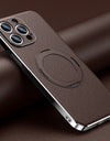 Magnetic Leather for Magsafe Case for iPhone 16 15 14 Pro Max 16Pro Ring Luxury Lens Protection Holder Phone Back Cover