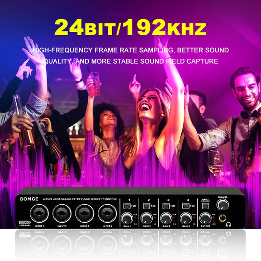 U404 4 Channel Audio Interface with 24 Bit 192kHz Recording and 48V Phantom Power