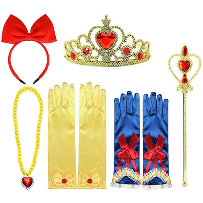 Elsa Princess Accessories Gloves Wand Crown Jewelry Set Elsa Wig Necklace Braid for Princess Dress Clothing Cosplay Dress UP