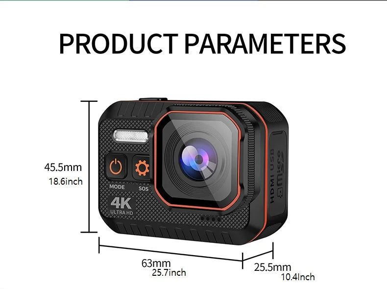 4K 60FPS Mini Action Camera Wifi Outdoor Sport Anti Shake 170° Wide Angle Waterproof Camera Pro Bike Motorcycle Helmet Body Cam