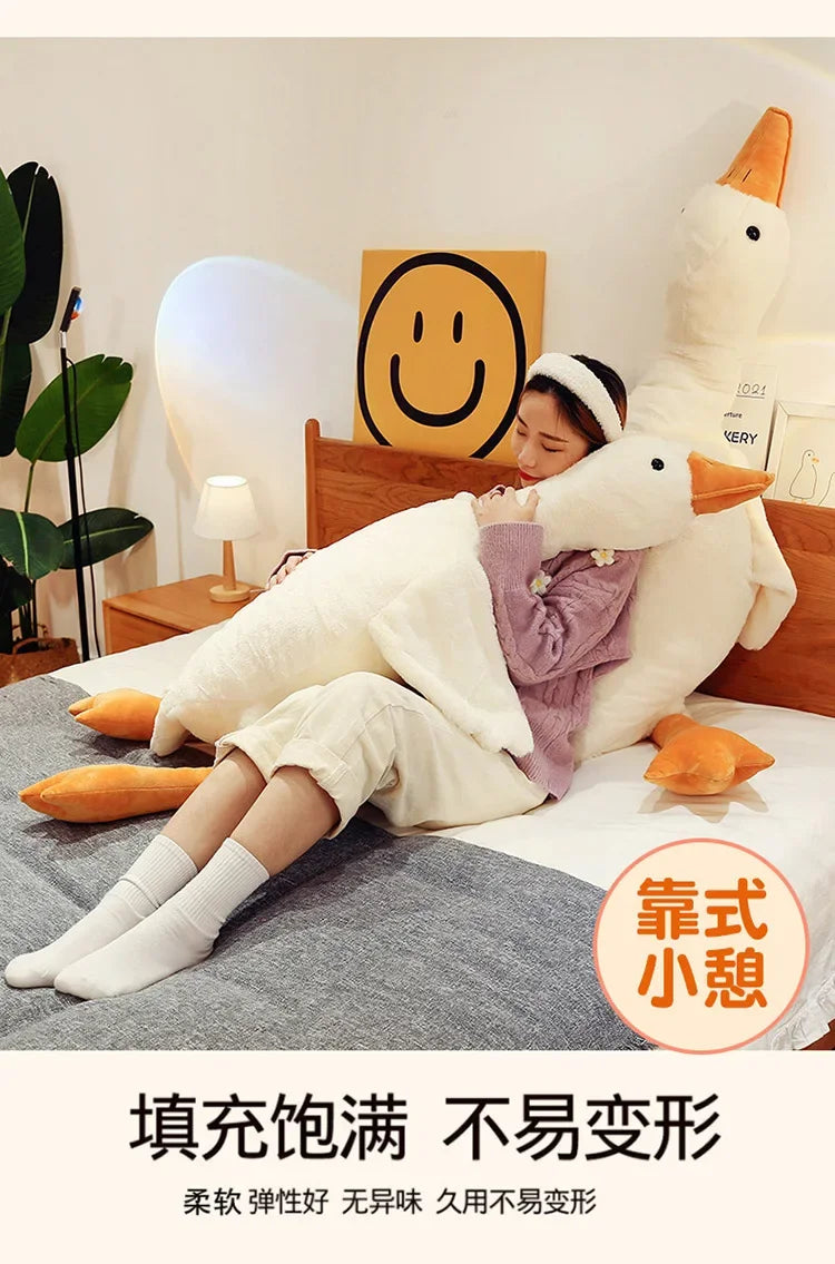 50-160cm Big White Goose Plush Toy Giant Duck Doll Soft Stuffed Animal Goose Sleeping Pillow Sofa Cushion Birthday Gift for Kids
