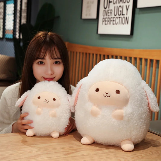 Cute Fluffy Sheep Plush Stuffed Animal Soft Round Pillow