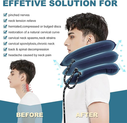 3 Layer Neck Massager Inflatable Air Cervical Neck Traction Support Pain Stress Relief Neck Collar Pillow Neck Stretching Brace