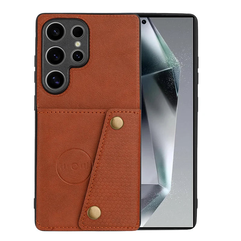 Multi Card Holders Wallet Case for Samsung S25 S24 S23 S22 Ultra Leather Back Phone Cover Cases