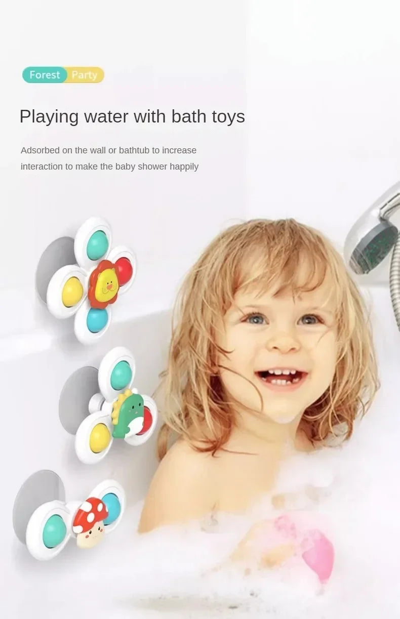 3PCS Suction Cup Rotating Toy for  Hand-eye Coordination Educational Training, Bath & Travel toy, Birthday Christmas Gift