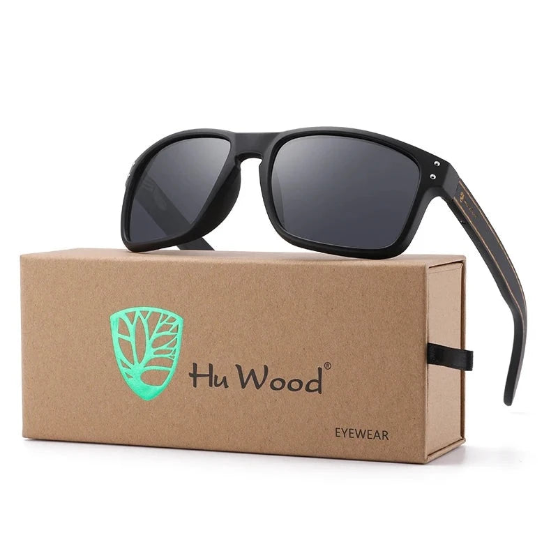 Bamboo Sunglasses Men and Women Square Sports Polarized Vintage Travel Eyewear Mirror Lenses