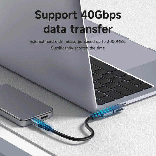 240W USB C to C Adapter 40Gbps 8K 60Hz 90 Degree Converter USB4 Adapter for Thunderbolt 4/3 MacBook iPhone 15 Pro Tablet