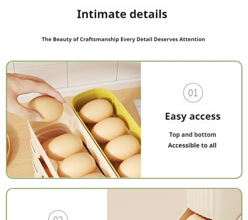 Multi-Layer Egg Storage Box – Automatic Rolling Slide Refrigerator Door Egg Holder Dispenser