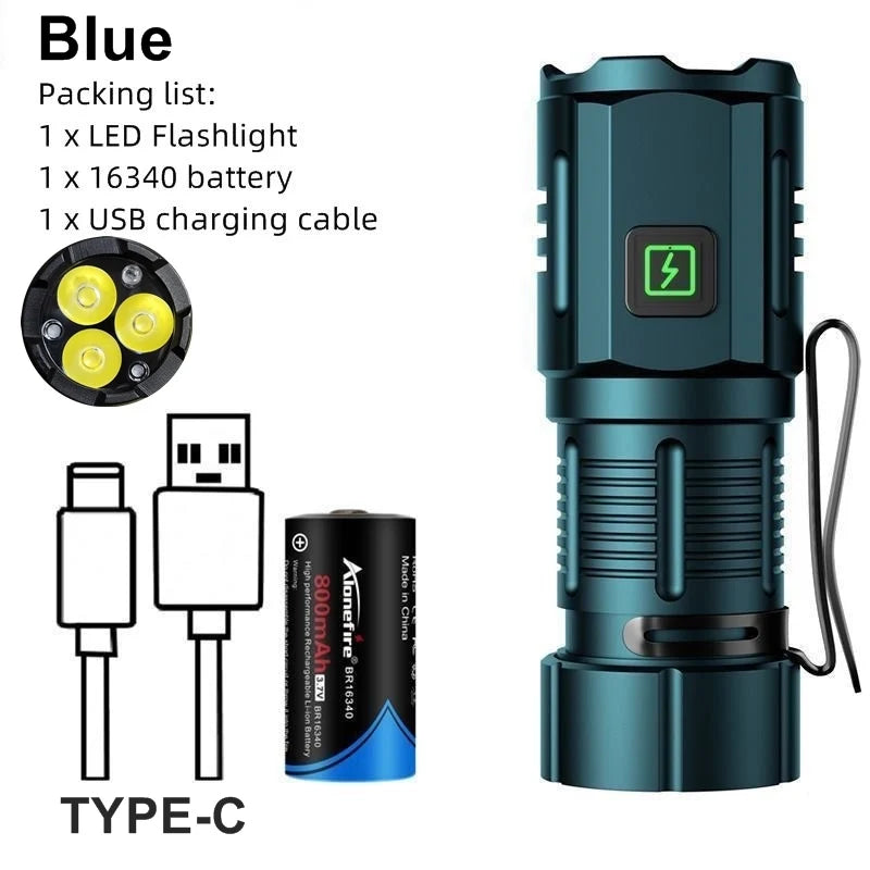 Mini Rechargeable LED Flashlight With Magnetic Base