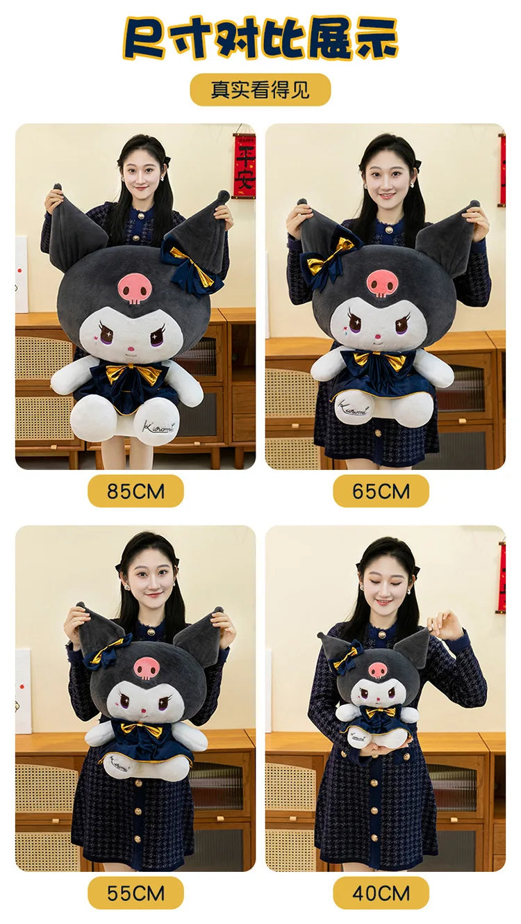 Kawaii Kuromi Plush Toy Melody Stuffed Doll Sanrio My Melody Dress Gift for Kids Birthday Xmas Girls Bedtime Pillow Wholesale