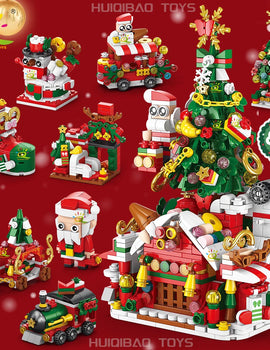 Christmas 8IN1 Santa Claus Tree Model Building Block DIY Elk Snowman Bricks Ornament Toys for  Adult Gift