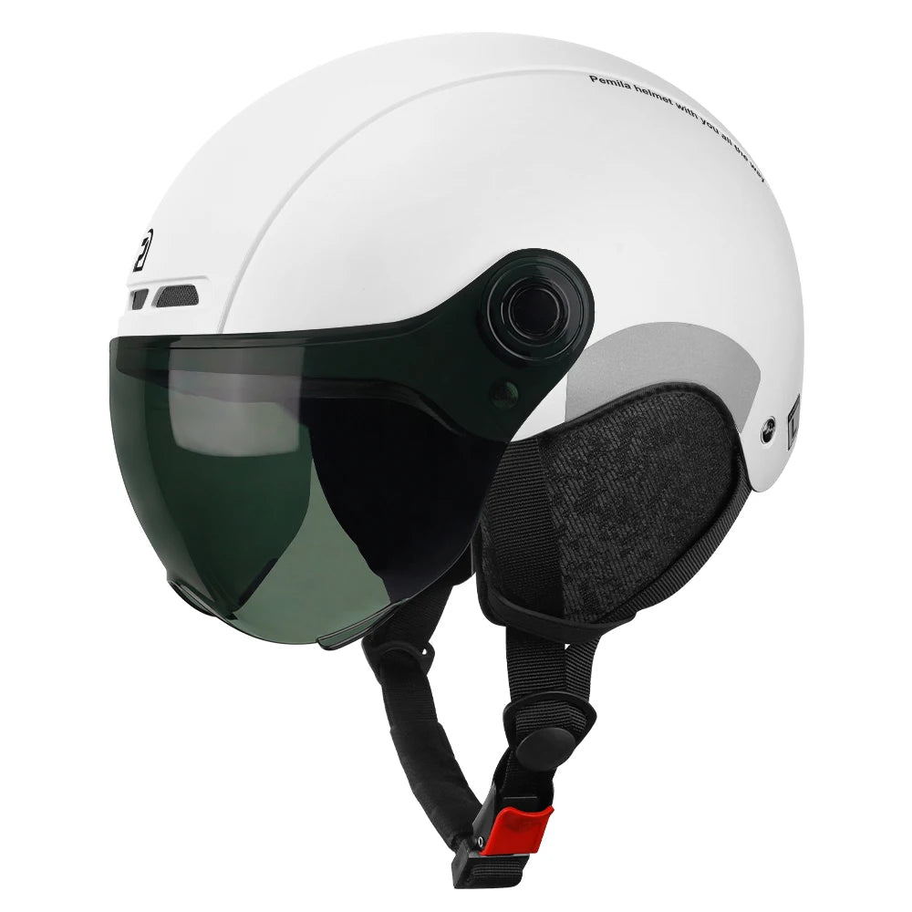 Adult Cycling Helmet With Goggles Ear Protection And Removable Lining