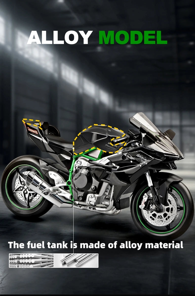 Diecast H2 H2R Sports Motorcycle Model 1 to 9 Scale