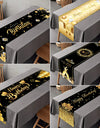 Black Gold Birthday Table Runner 30 50 Birthday Tablecloth Balloon Party Decoration For Home Backdrop Wedding Adult Anniversary