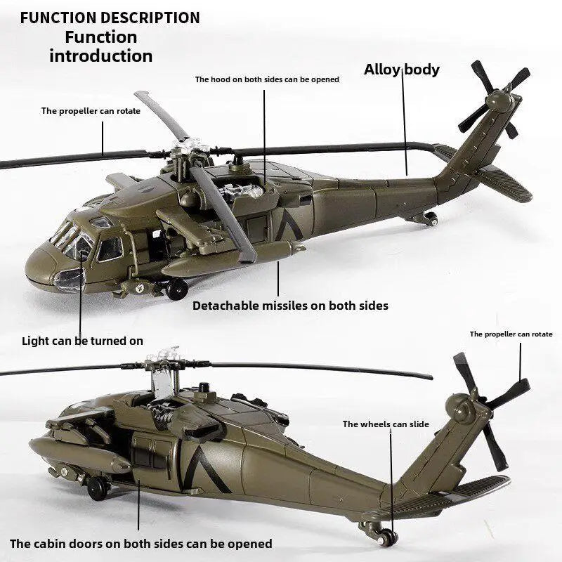 Military Helicopter Alloy Model With Display Stand