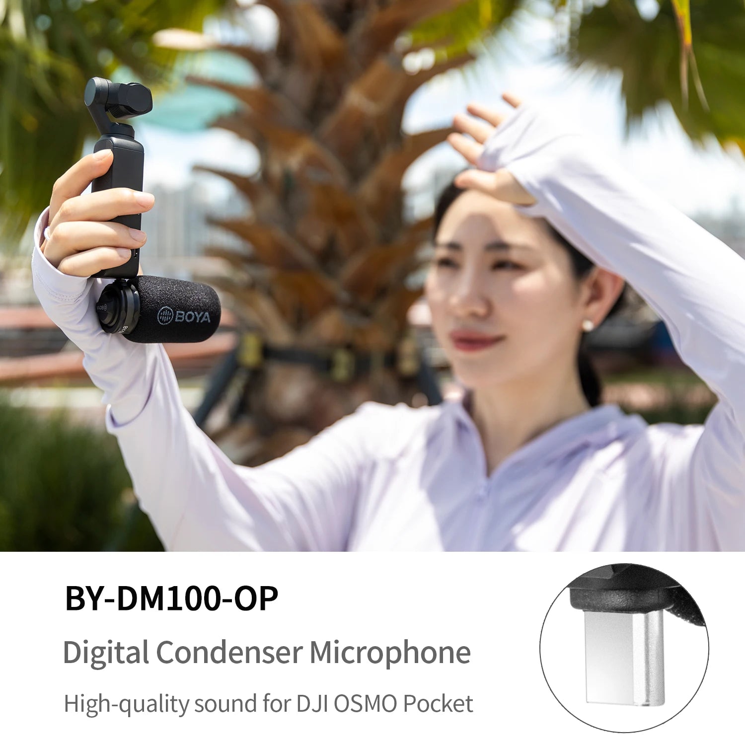 BY-DM100-OP Condenser Microphone for DJI OSMO™ Pocket Only Plug and Play Mic Live Streaming Youtube Video Recording Vlog
