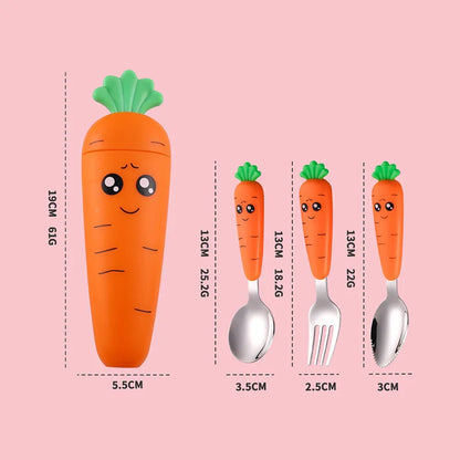 4/3/1PCS Baby Feeding Utensils Cartoon Fork Spoon Child Cutlery Set Kid Tableware Kitchen Gadgets Cake Vegetable Fork Teaspoon