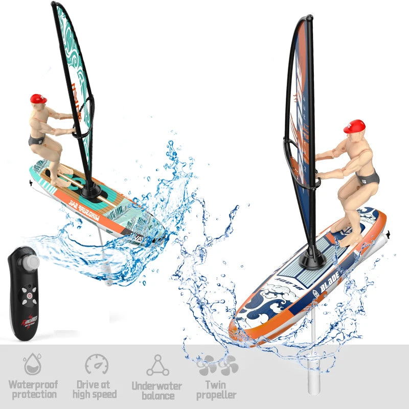 Rc Boat Sailboat Yachting Kayaking Remote Control Sailing Rowing Boat Paddling Summer Pool Waterproof Water Competition Toy