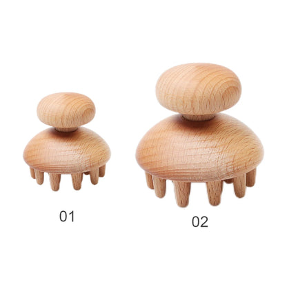 Portable Wood Mushroom Therapy Massager Tool Head Massage Comb Full Body Wood Massager for Pain Relief with Up Down Point