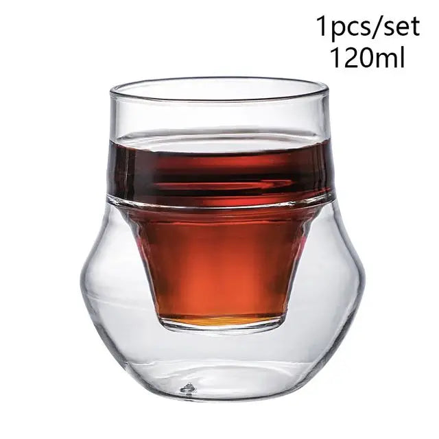 120/250/335ml Double-layer Glass Cup Hanging Ear Espresso Coffee Cup Anti-scalding Milk Brandy Wine Teacup Clear Mug Set