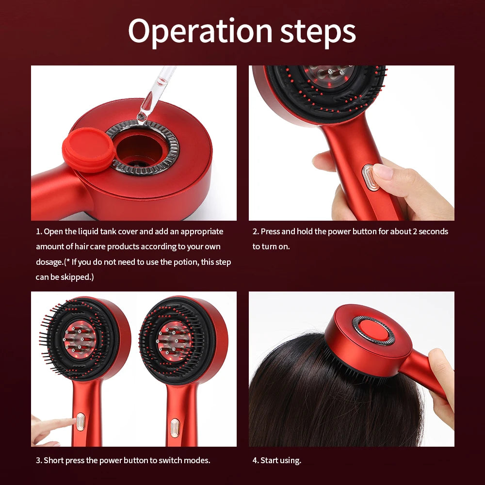 Hair Massage Comb with 3 Modes Red Light Hair Care Comb Promotes Scalp Health Head  Essence Liquid Introduction Applicator