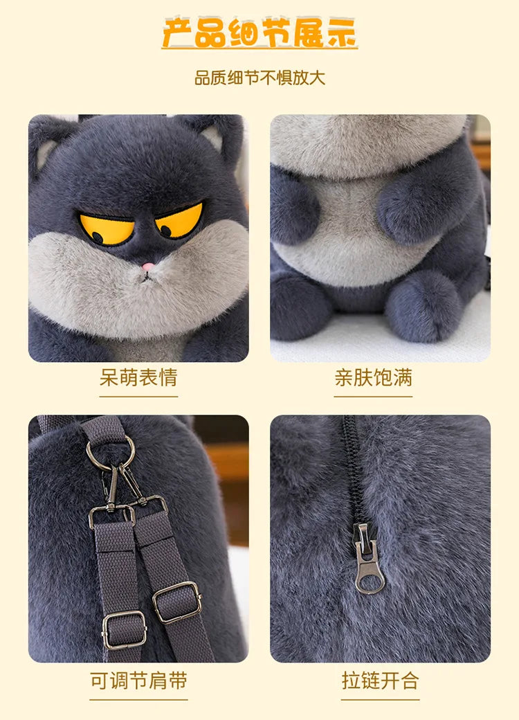 Kawaii Plush Stuffed Cat Doll Backpack Cute Kids Birthday Xmas Gift 2025 New Arrival Plush Toy for Children Girls Soft Cuddly