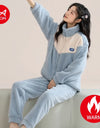 Women’s Winter Flannel Pajama Set – Warm Coral Fleece Loungewear with Cute Bunny Design