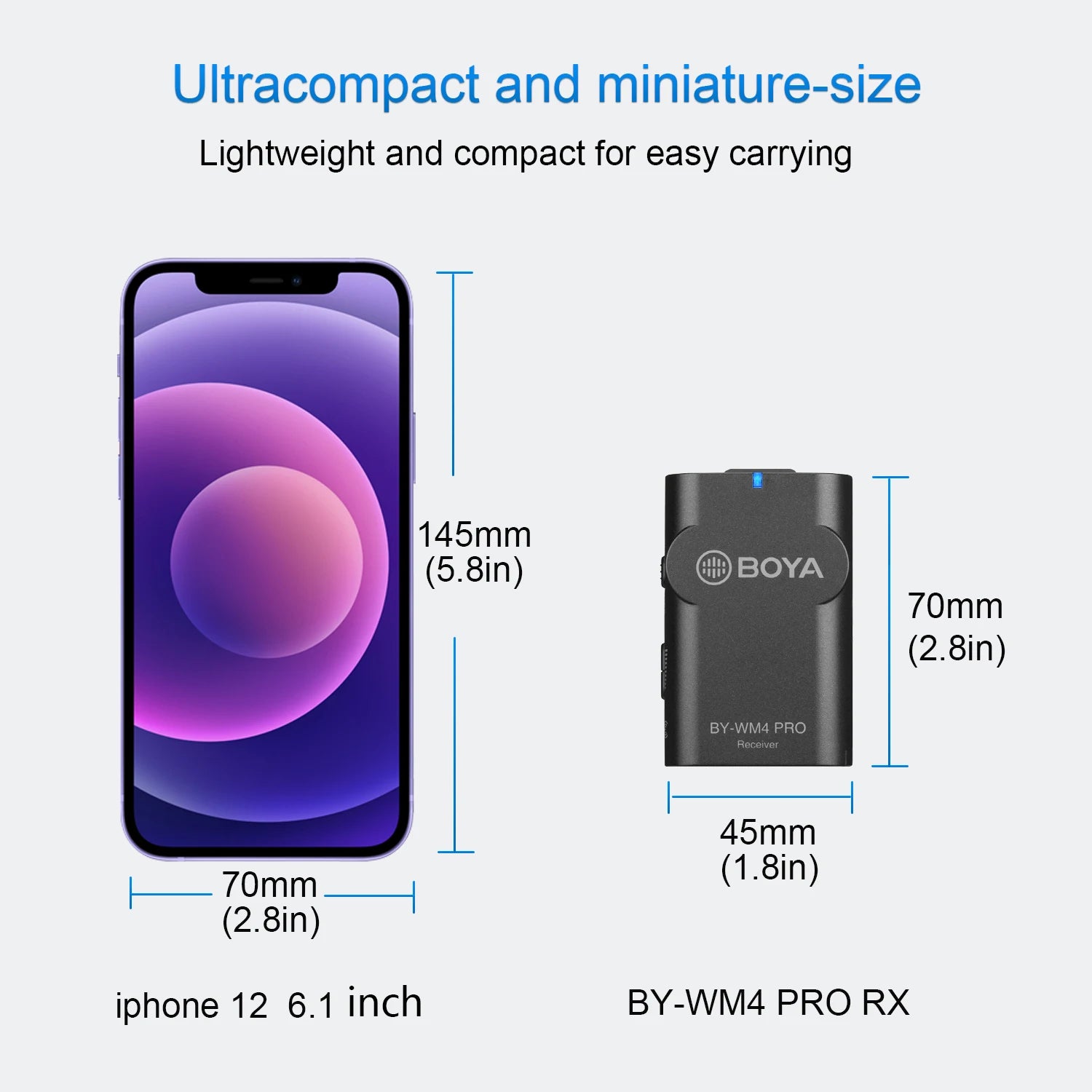 BY-WM4 PRO Wireless Lavalier Microphone for iPhone Android Smartphone DSLR Cameras Youtube Recording Live Streaming Vlog